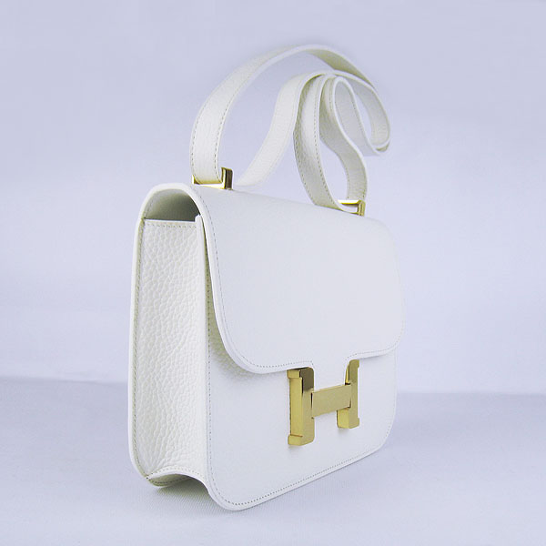 7A Hermes Oxhide Leather Message Bag White H017 - Click Image to Close